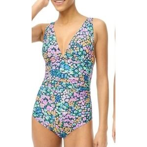 3XL J Crew Floral One Piece Bathing Suit With Ruching